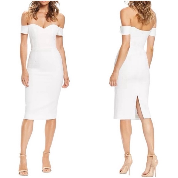 Dress the Population Off-Shoulder White Dress - Picture 1 of 9